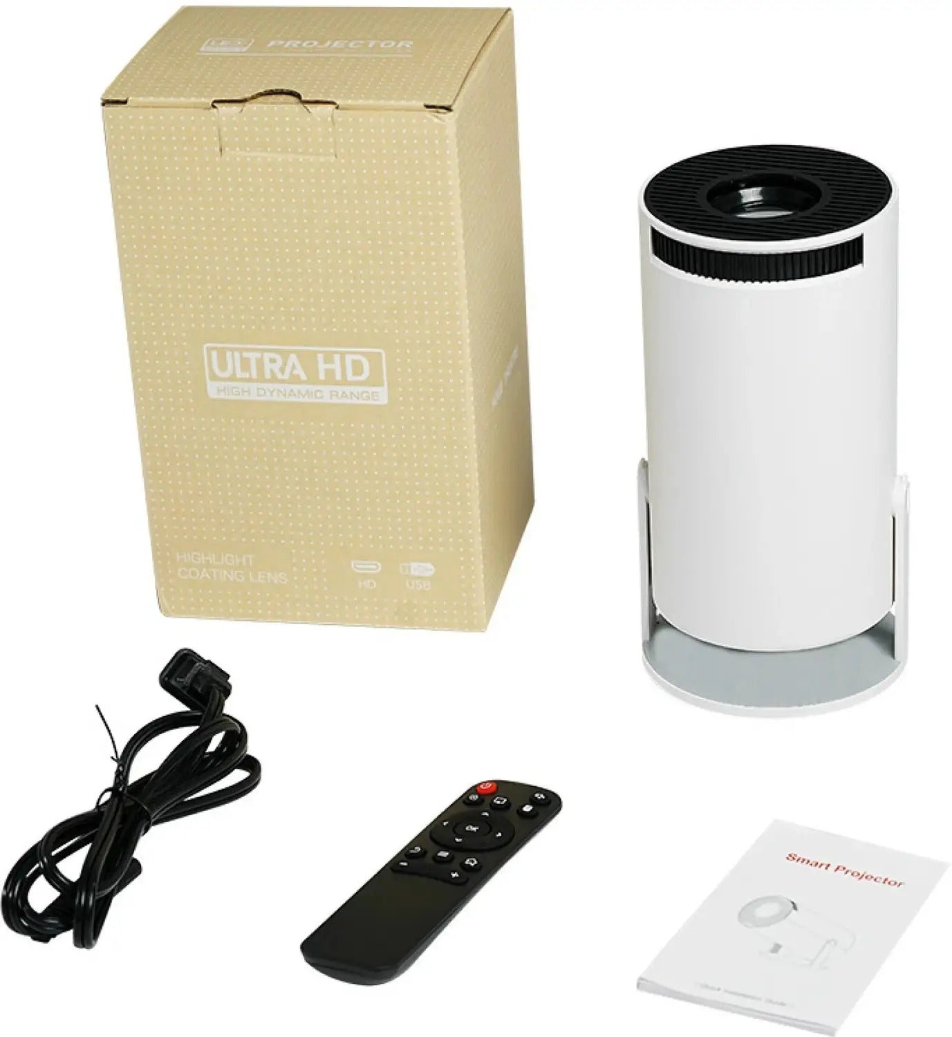 Trending Store HY300 Android 11 Native 720P Support WiFi 6/BT 5.0 1GB/8GB Auto Keystone (5000 lm / 1 Speaker / Wireless / Remote Controller) Portable Projector (White)