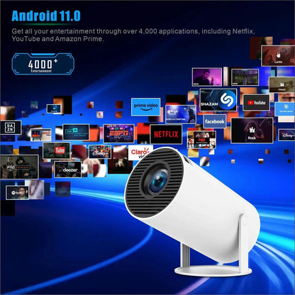 Trending Store HY300 Android 11 Native 720P Support WiFi 6/BT 5.0 1GB/8GB Auto Keystone (5000 lm / 1 Speaker / Wireless / Remote Controller) Portable Projector (White)